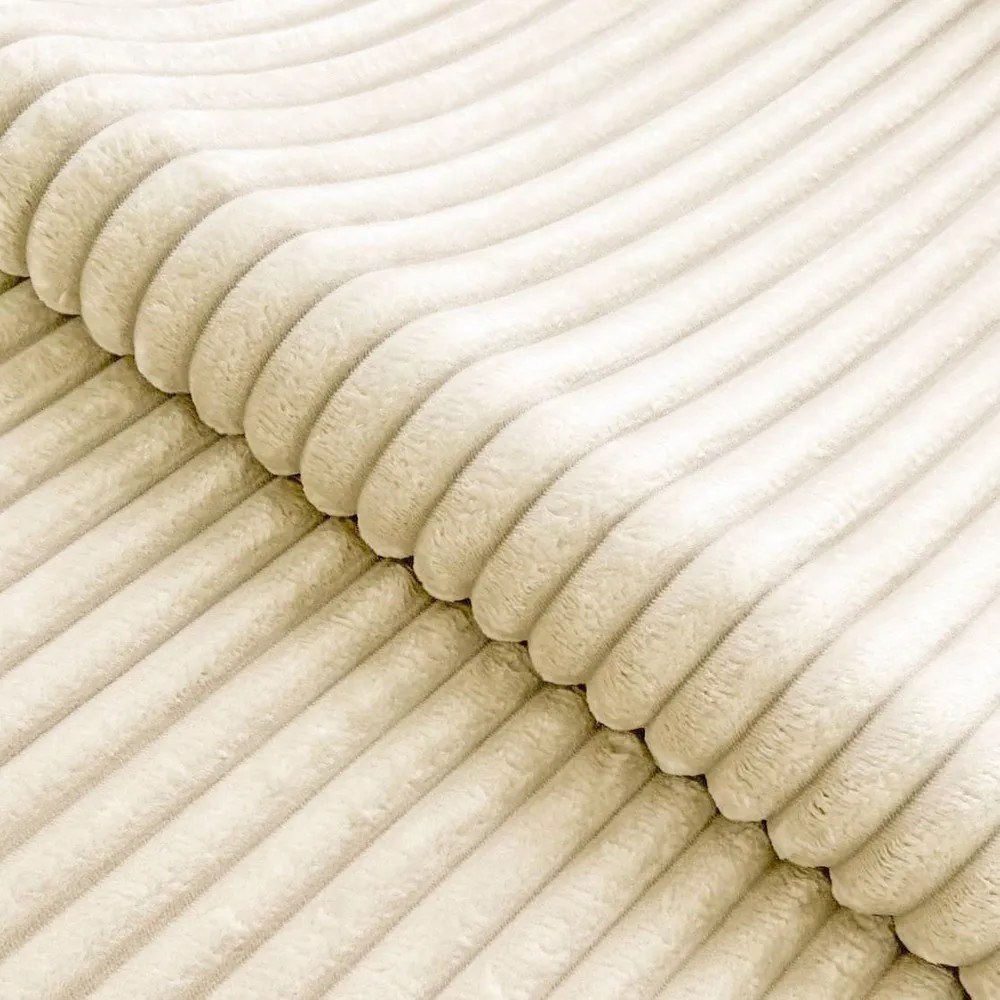 Divano angolare beige (con penisola a destra/a L) con rivestimento in velluto a coste Marbeya – Ropez