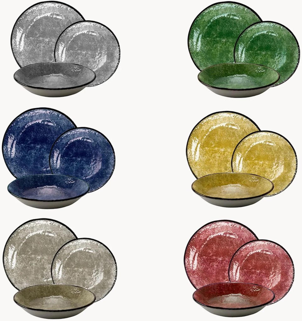 Servizio di piatti in ceramica Preta, 6 persone, set da 18