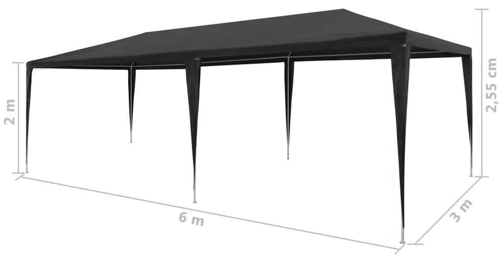 Tenda per Feste 3x6 m in PE Antracite