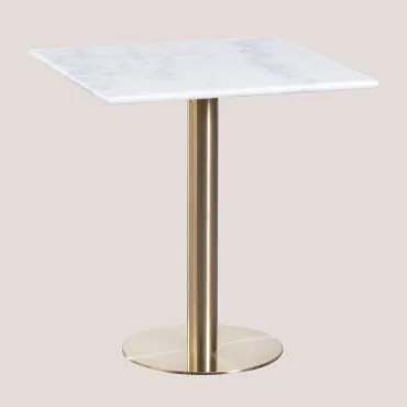 Tavolo Bar Quadrato In Marmo Cosmopolitan Bianco & ↔︎ 60 Cm & Oro Champagne - Sklum