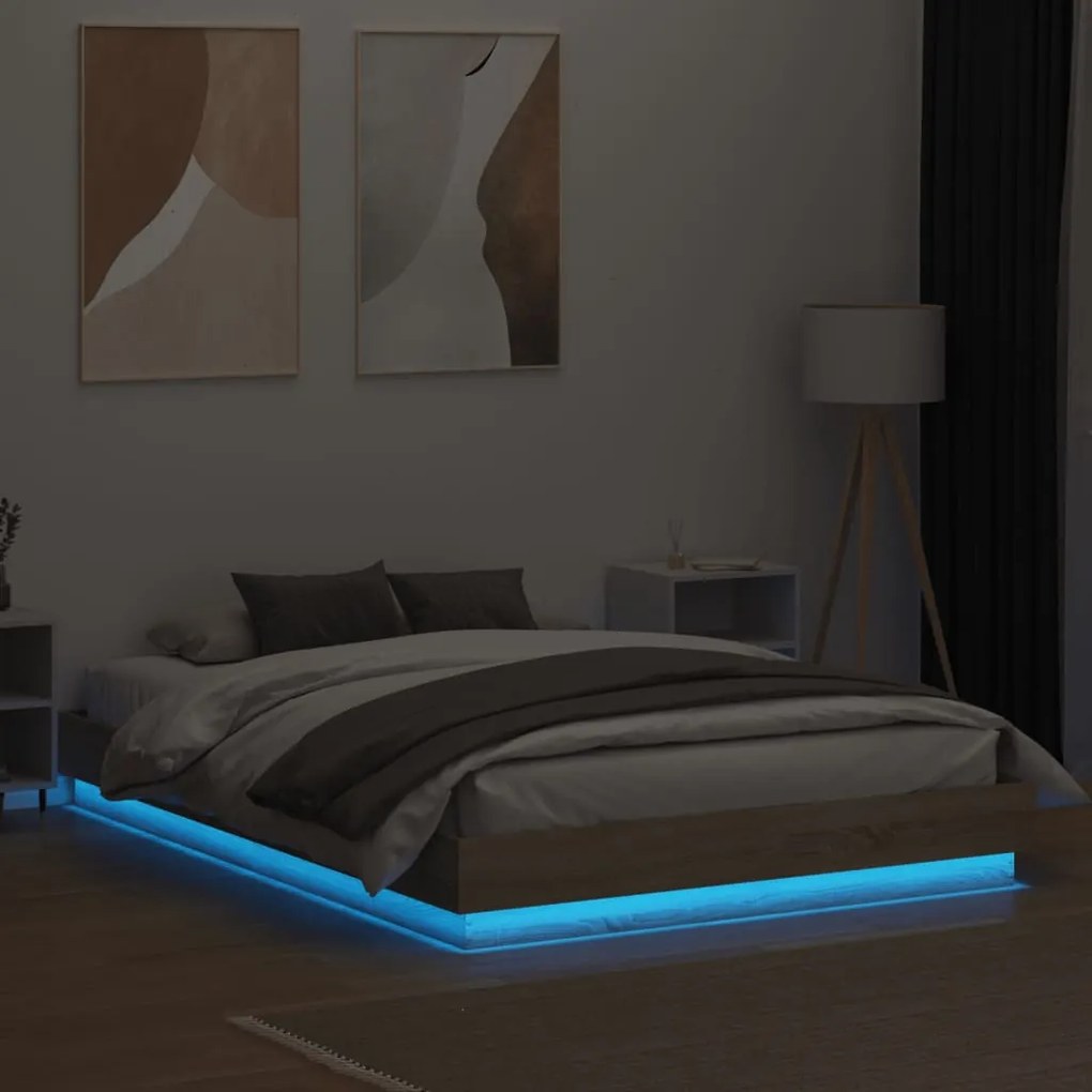 Giroletto con luci led rovere sonoma 160x200 cm