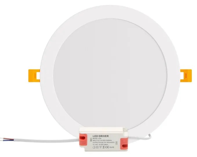 Pannello LED Rotondo 20W, 2.000lm, no Flickering, Foro Ø203-210mm Colore Bianco Caldo 3.000K