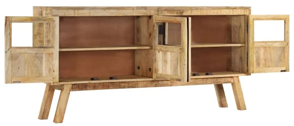 Credenza marrone e nera 160x30x76 cm in legno massello di mango