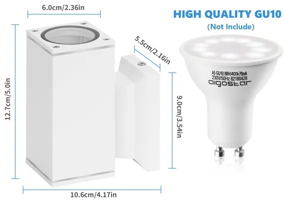 Aigostar - Applique da esterno 1xGU10/230V bianco IP65 quadrato