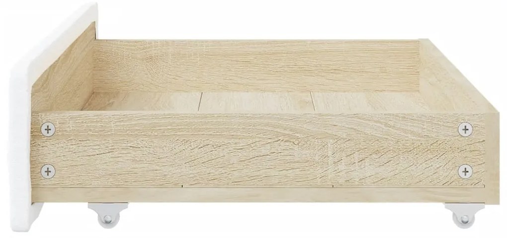 Cassetti da letto 2pz bianchi in legno multistrato e similpelle