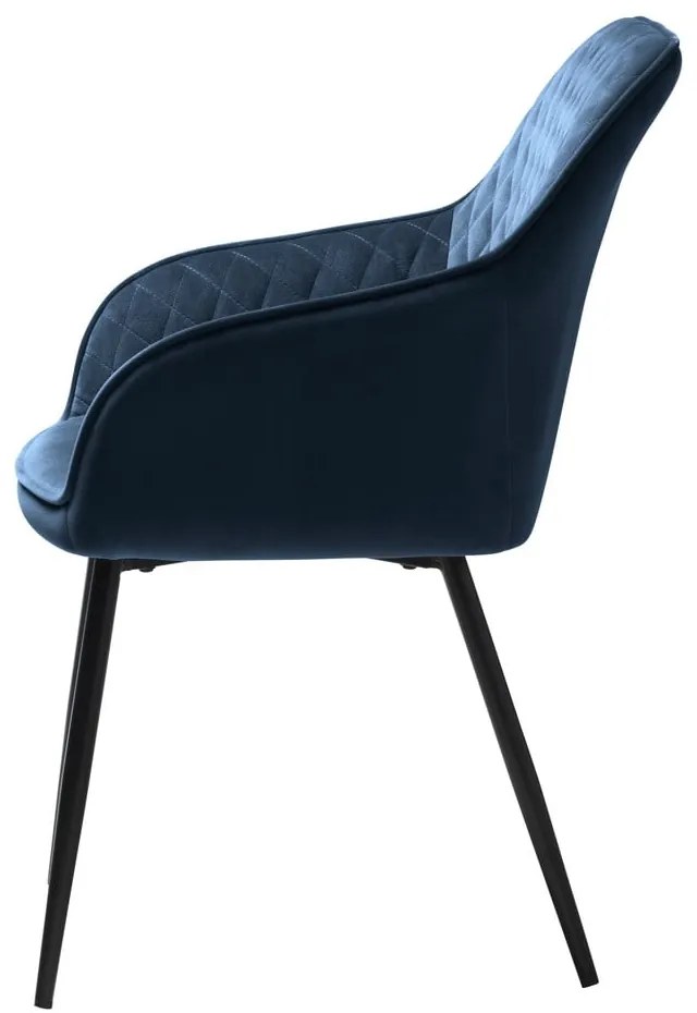 Sedia da pranzo blu in imbottito con braccioli Milton – Unique Furniture