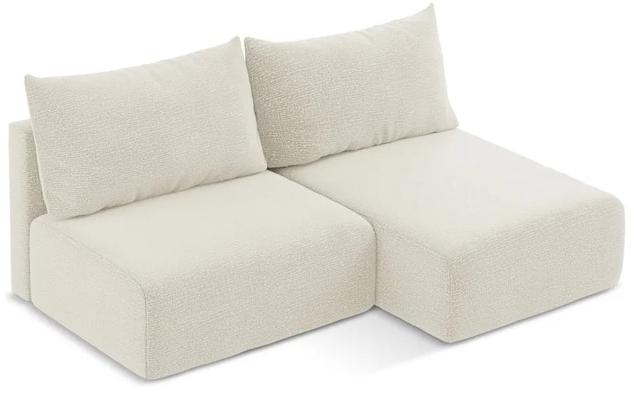 Divano angolare color crema allungabile/con contenitore (con penisola a destra) Kalena – Makamii