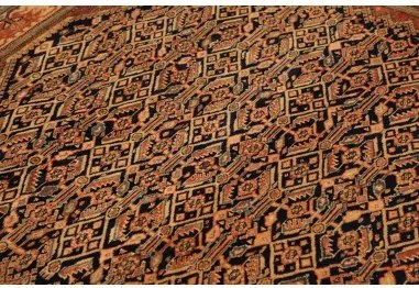 Antik Stilizzato Blu Scuro Rosso Ruggine 165x180 Cm