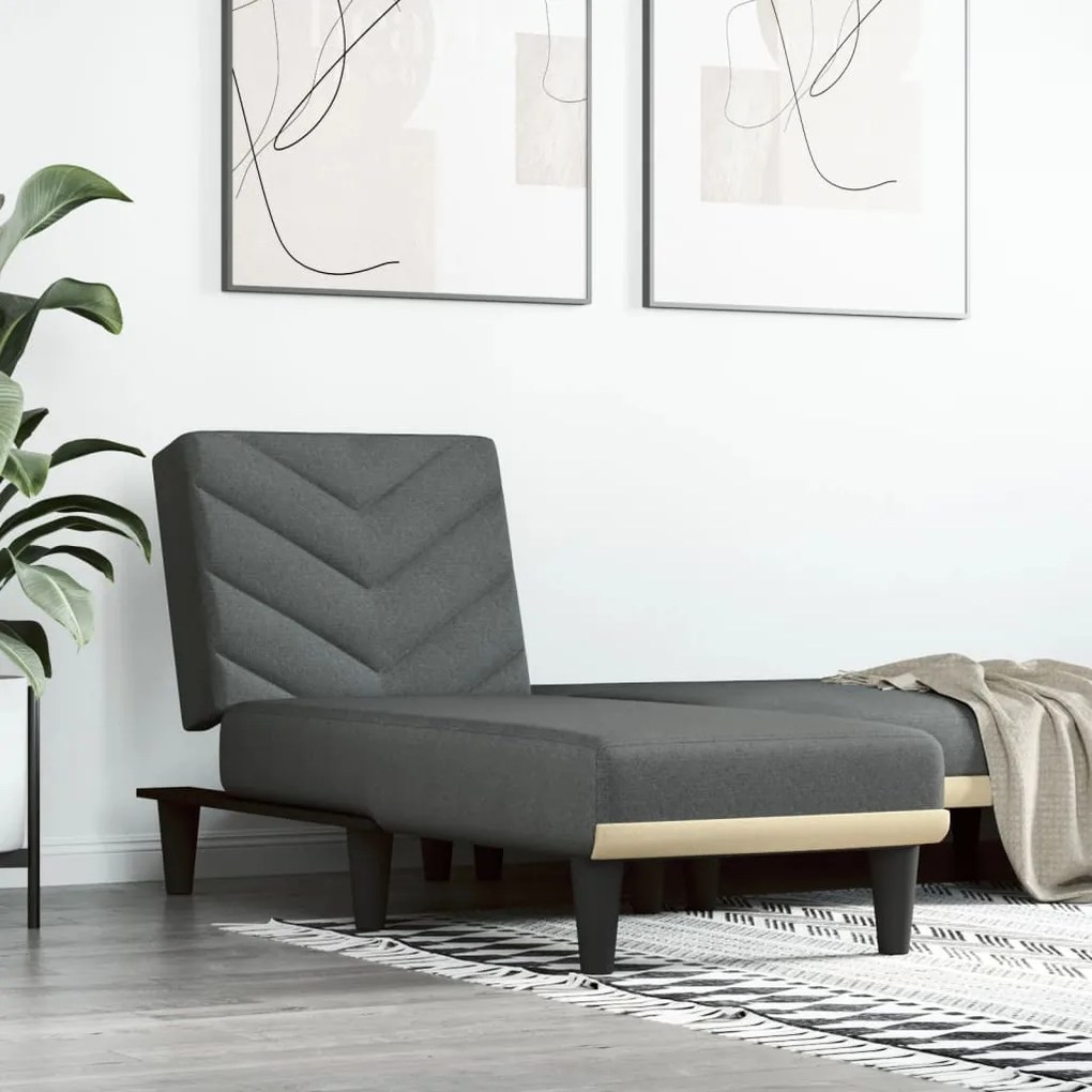 Chaise Longue İn Tessuto Grigio Scuro /
