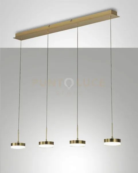 Dunk sospensione 4 luci ottone satinato a led 3000k - 32w - 3020 lm...