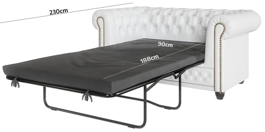 Divano letto bianco in similpelle 148 cm York - Ropez