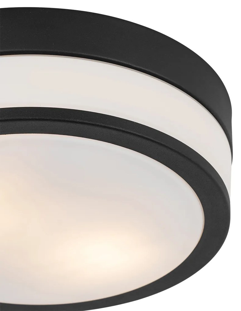 Plafoniera da esterno moderna nera 28 cm IP44 - Flavi