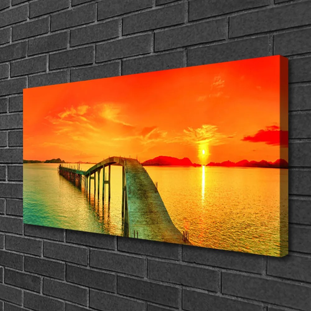 Quadro su tela Architettura del ponte sul mare 100x50 cm