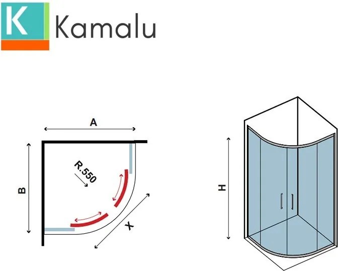 Box doccia circolare 90x90 vetro 8mm anticalcare KE2000 - KAMALU