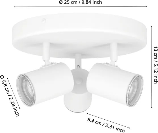 Eglo 901962 - Faretto da bagno CONSUMA 3xGU10/5W/230V IP44 bianco