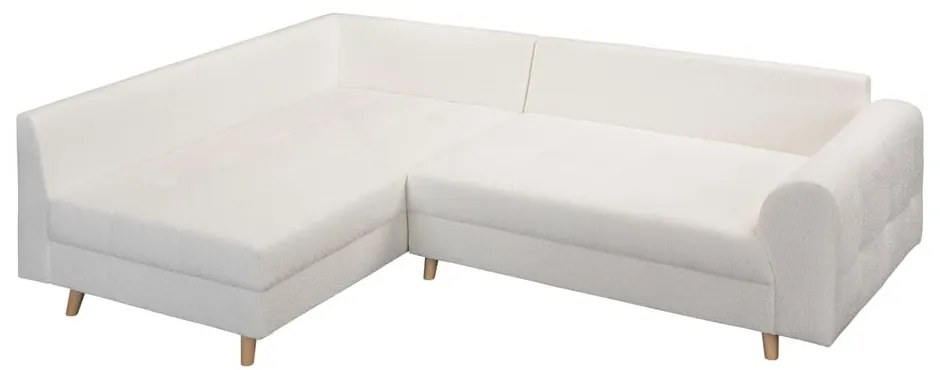 Divano angolare bianco in tessuto bouclé (angolo sinistro) Ariella - Ropez