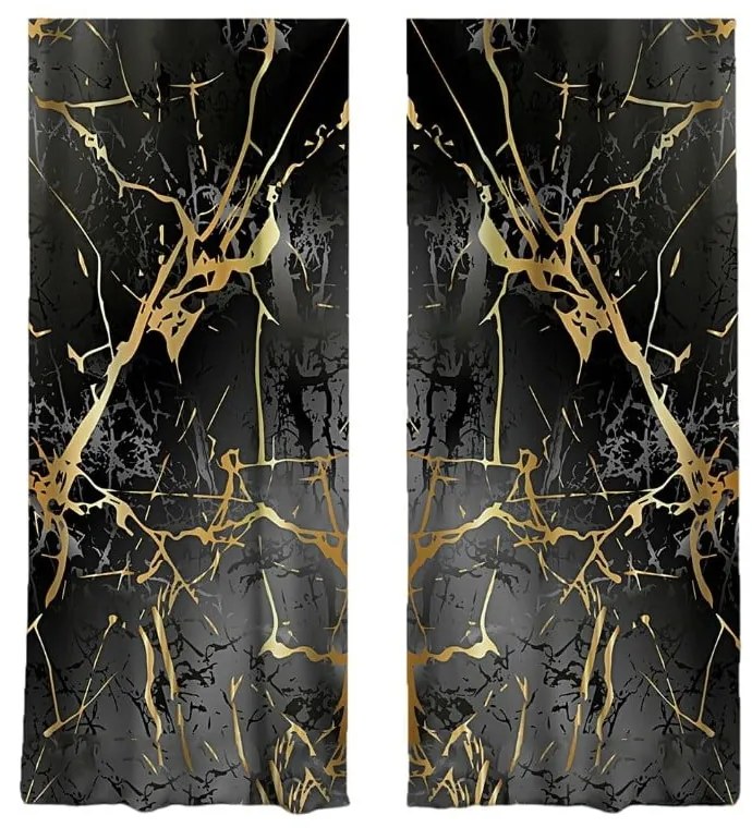 Tende in nero e oro in set di 2 140x260 cm - Mila Home