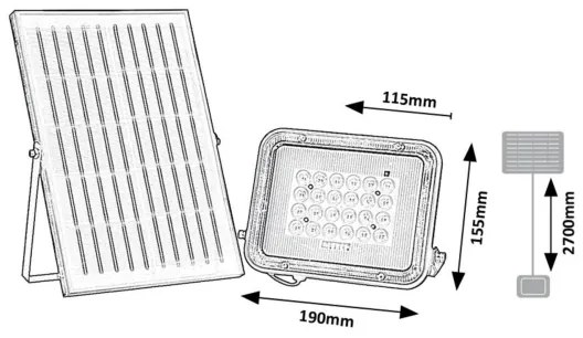 Rabalux 77141 - Faretto solare LED MELK 6,5W 3,2V 1000mAh IP65