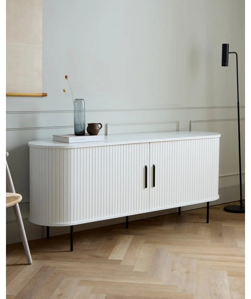 Cassettiera bianca con ante scorrevoli 180x76x45 cm Nola – Unique Furniture