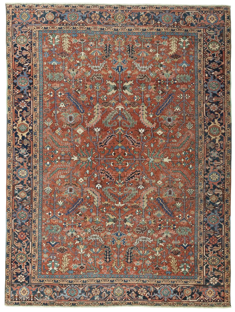 Heriz Tappeto persiano 340 x 250 Rosso (Iran) Annodato A Mano