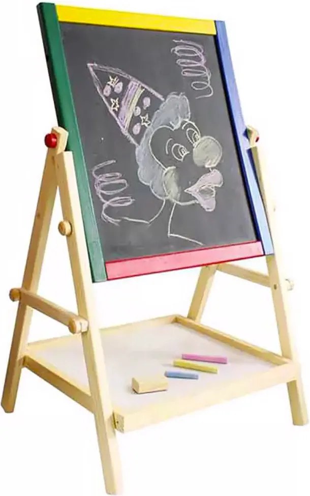 Lavagna per Bambini Magnetica e Tradizionale con Cavalletto in Legno H65 Kids Joy...