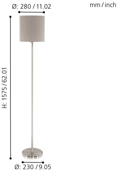 Eglo 95167 - Lampada da terra PASTERI 1xE27/60W/230V