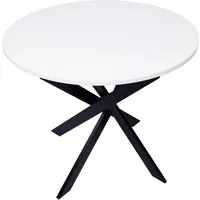 Tavolo da pranzo fisso rotondo 90 x 90 x 77 cm di altezza, 4 persone Colore bianco opaco, Gambe nero opaco