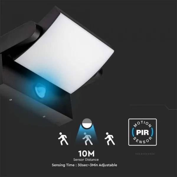 Lampada da parete LED esterna con sensore LED/17W/230V 4000K IP65 nero