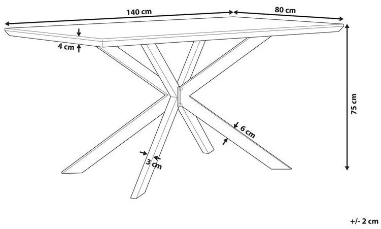 Tavolo da pranzo legno scuro e nero 140 x 80 cm SPECTRA Beliani