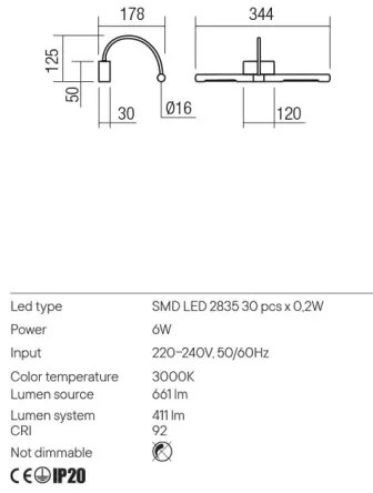 Redo 01-3464 - Lampada LED da quadro KENDO LED/6W/230V 34,4 cm CRI 92 bianco