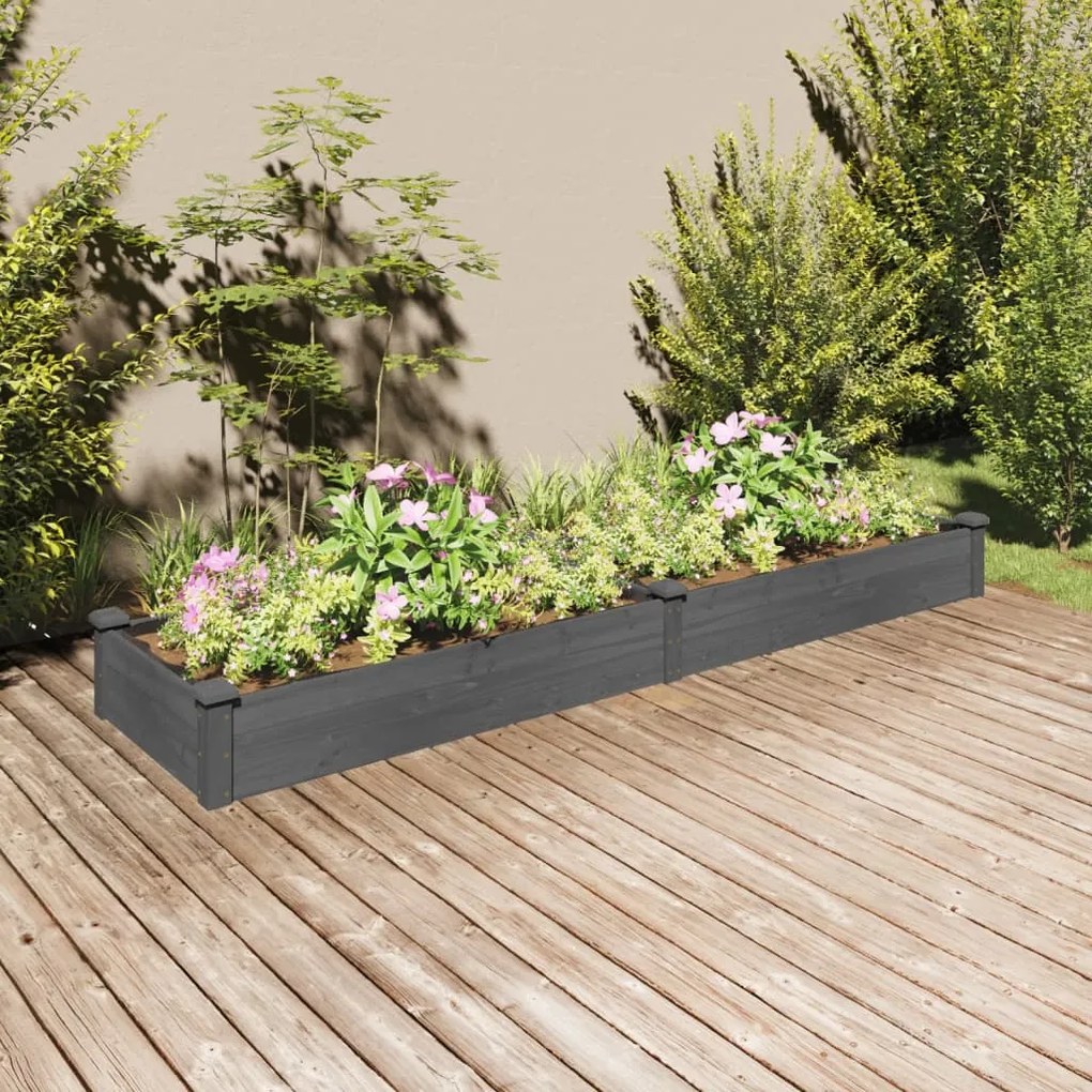 Fioriera Giardino Con Fodera Grigia 240x60x25 Cm Massello Abete /