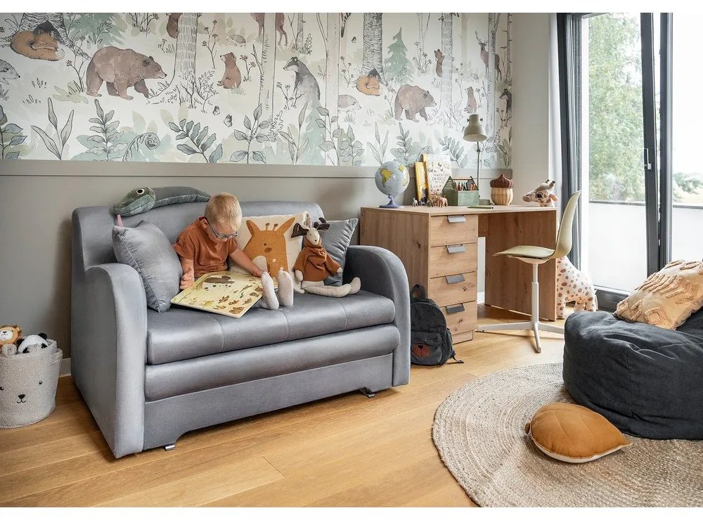 Divano grigio chiaro allungabile e rivestimento in velluto 130 cm Ario – ELTAP