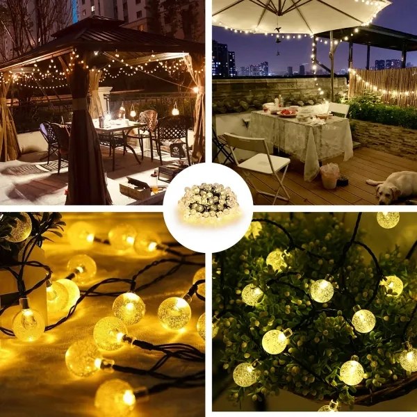 Brilagi - Catena decorativa solare a LED BUBBLE 300xLED/8 funzioni 30 m IP65 bianco caldo