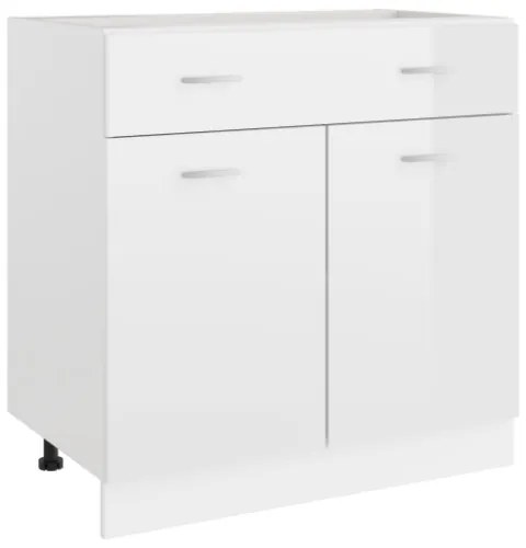 Armadio con Cassetto Bianco Lucido 80x46x81,5 cm in Truciolato