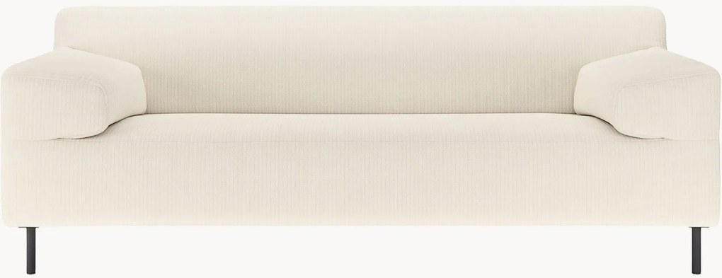 Divano 2 posti in velluto a coste bianco/nero freistil180, larg. 182 cm