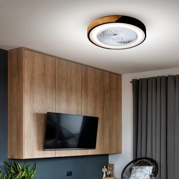 Brilagi-LED Dimmerabile lampada a LED con ventilatore LED/30W/230V 3000-6500K nero/rovere +telecomando