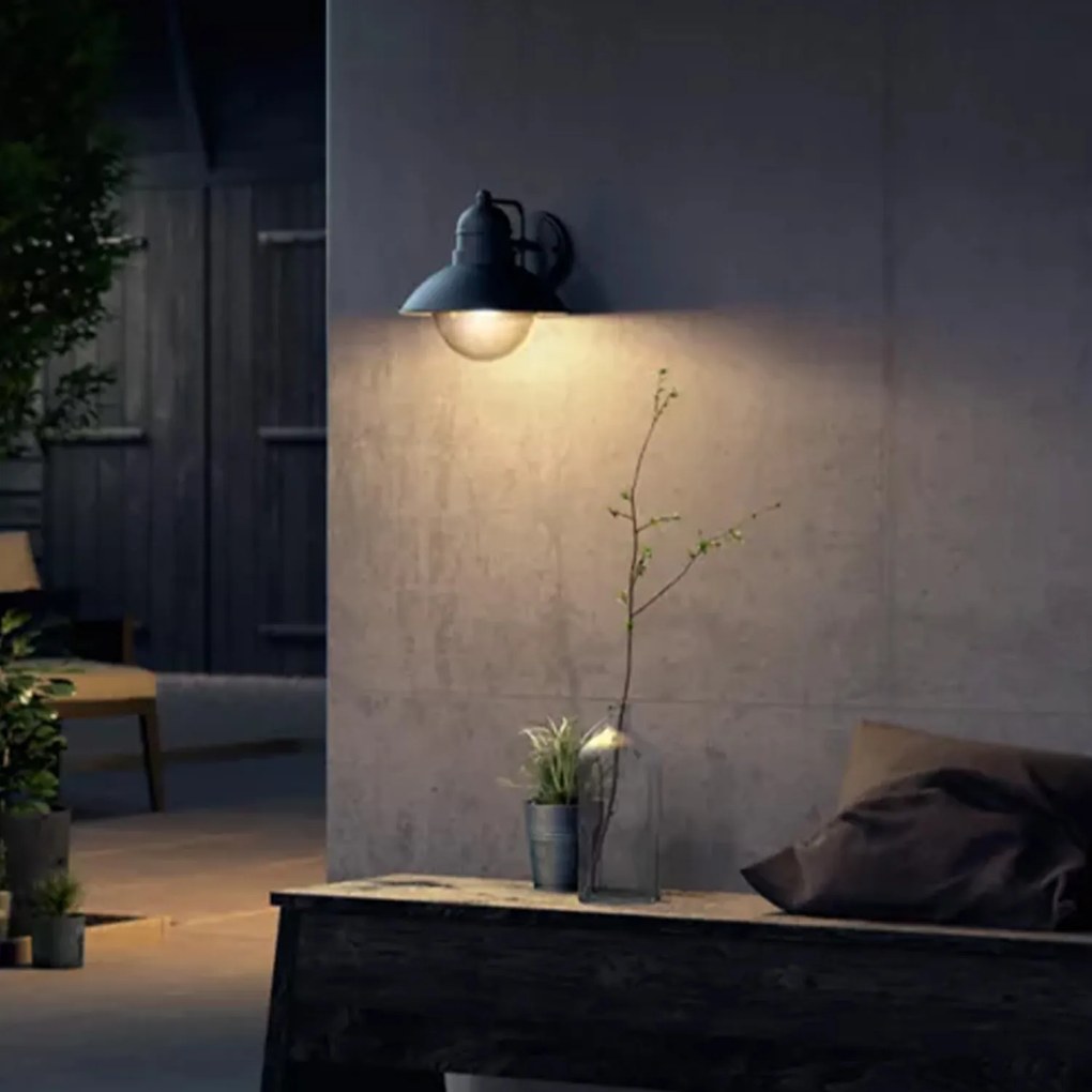 Applique Esterno Nordica Urban Alluminio Nero Bianco 1 Luce E27 Ip44