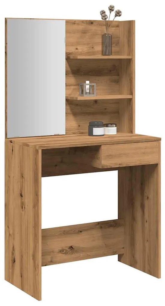 Toeletta Con Specchio Rovere Artigianale 74,5x40x141 Cm /
