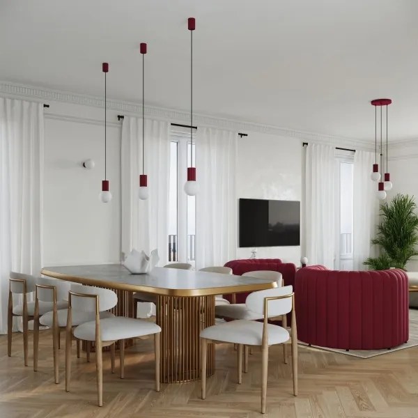 Sollux SL.1749 - Lampadario a sospensione con filo HALO 1xG9/8W/230V diametro 12 cm rosso