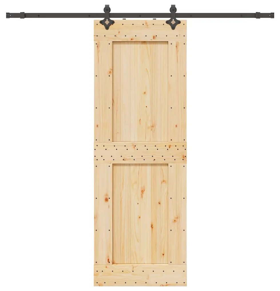 Porta Scorrevole Con Set Hardware 80x210 Cm Legno Massello Pino /