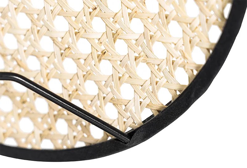 Lampada da tavolo rustica nera con rattan 25 cm - Kata