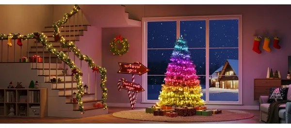 Govee - Catena natalizia a LED RGBICW per esterni 2700-6500K 20m Wi-Fi Matter IP66