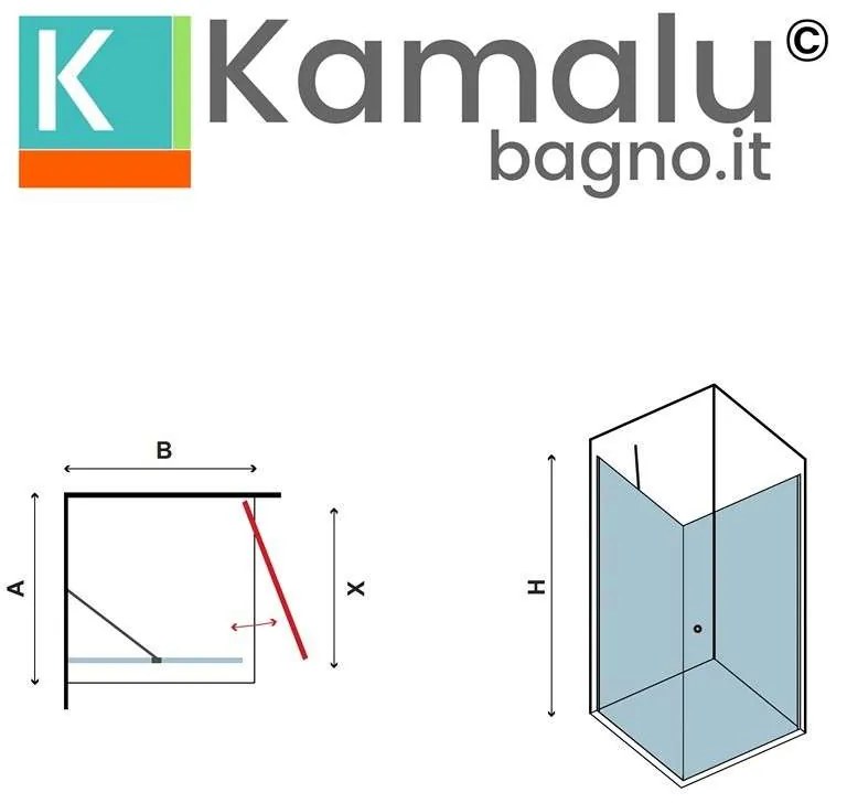 Kamalu - Box doccia 70x80 anta battente e fisso KS2800S