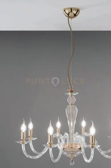Lampadario paganini 12 luci cristallo oro attacco e14 d.84cm