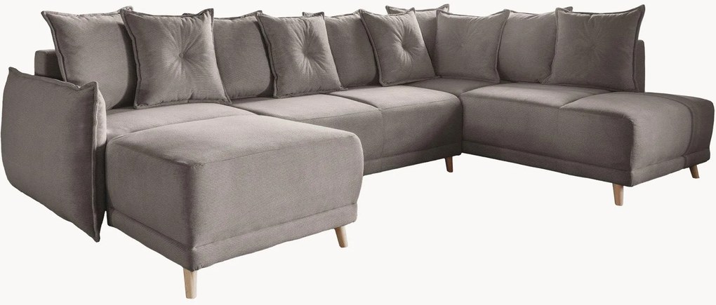 Divano angolare panoramico 8 posti in velluto a coste con contenitore Lazy Lukka