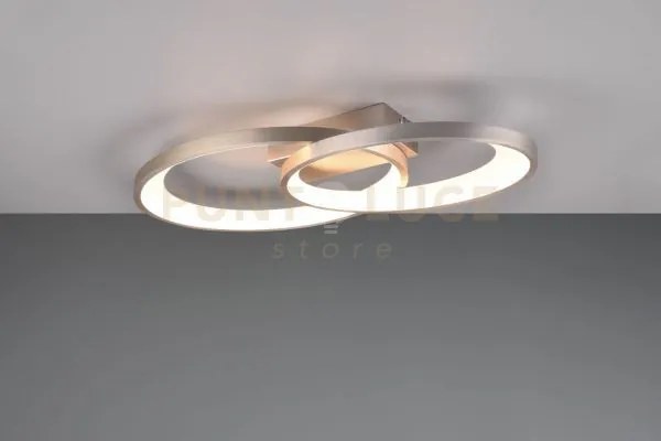 Malaga plafoniera doppia ellisse metallo acciaio l. 58cm led  25w 2...