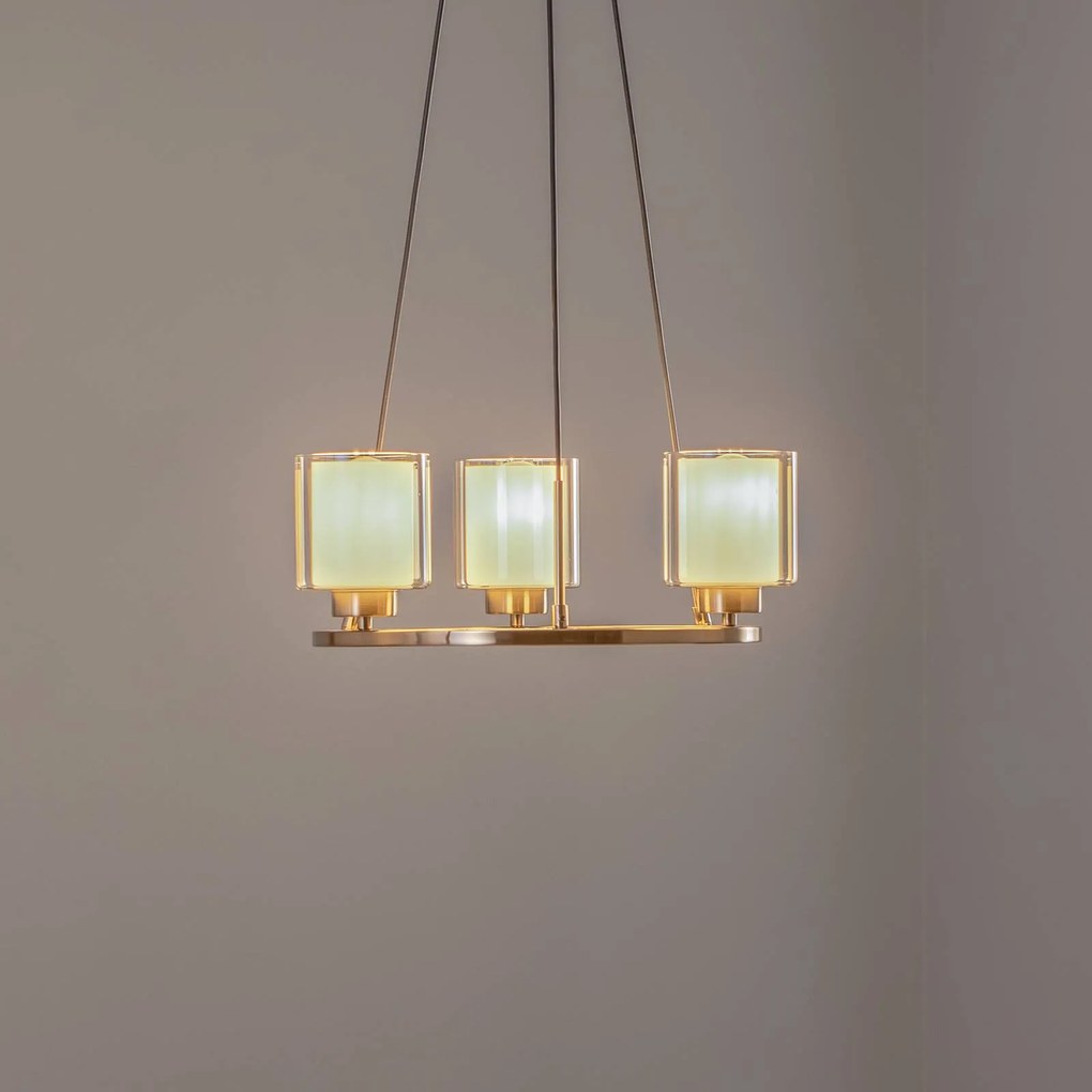 Lucea Lampadario Ressa, Ø 44 cm, ottone anticato, a 3 luci.
