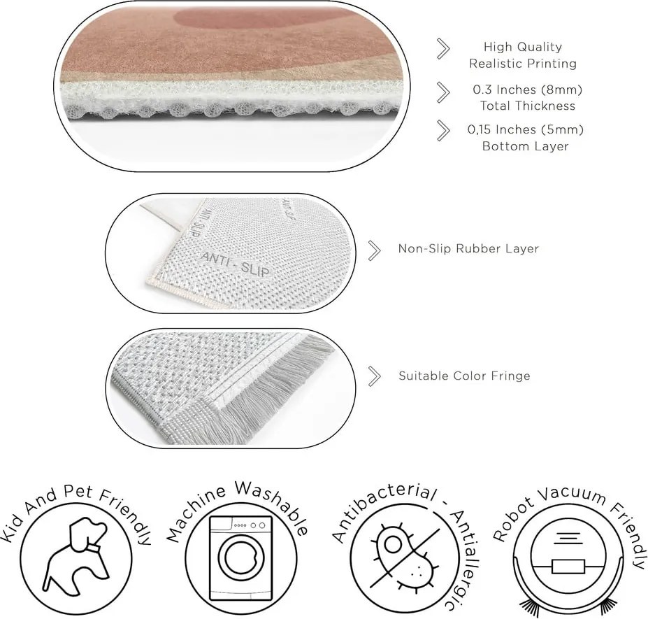 Tappeto giallo ocra e rosa polveroso lavabile 120x180 cm Strawberry Creamsicle – Mila Home