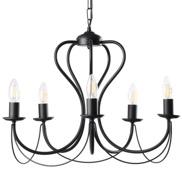 ONLI - Lampadario a sospensione con catena CANDELA 5xE14/6W/230V nero