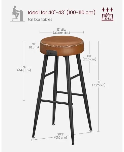 Sgabello da bar LIOR marrone/nero